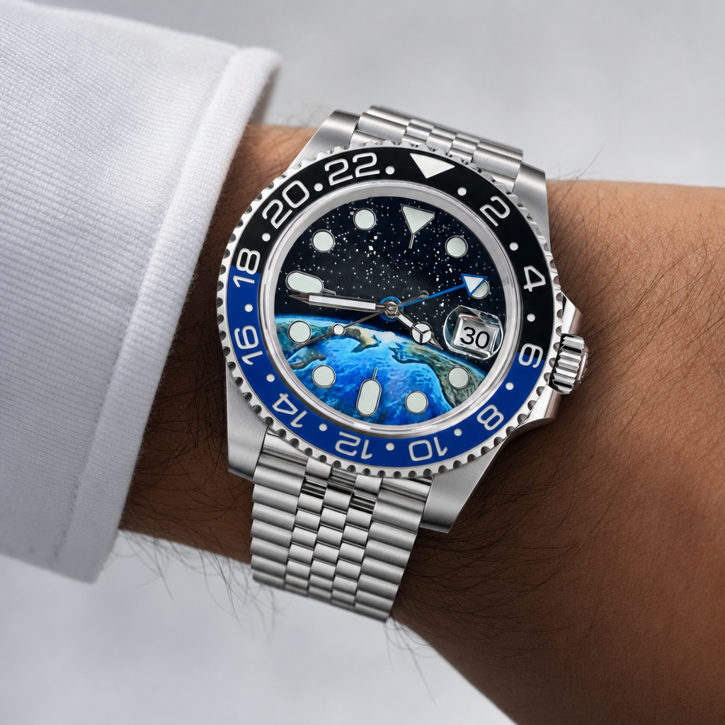 Montre Seiko mod SEIKO GMT violet noire edition speciale portĂ©e au poignet â Time2Seiko