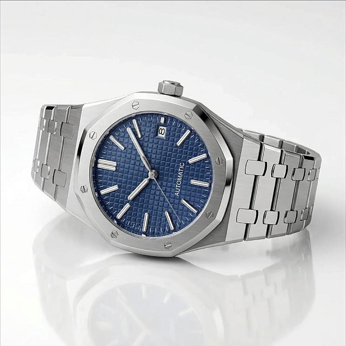 Montre Seiko mod SEIKOAK bleue, vue trois-quarts — Time2Seiko