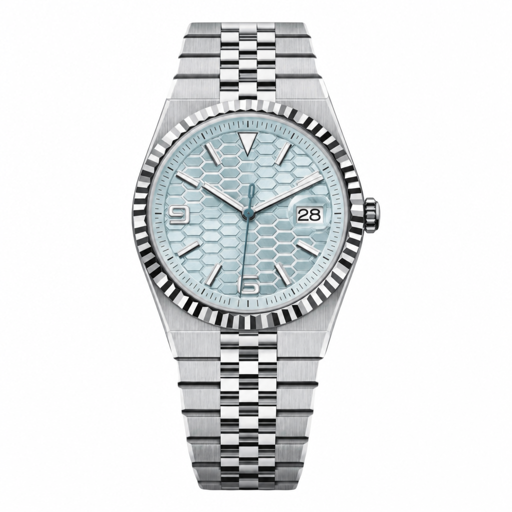 Montre Seiko mod SEIKODWELLER bleu glacier, sur fond blanc â Time2Seiko