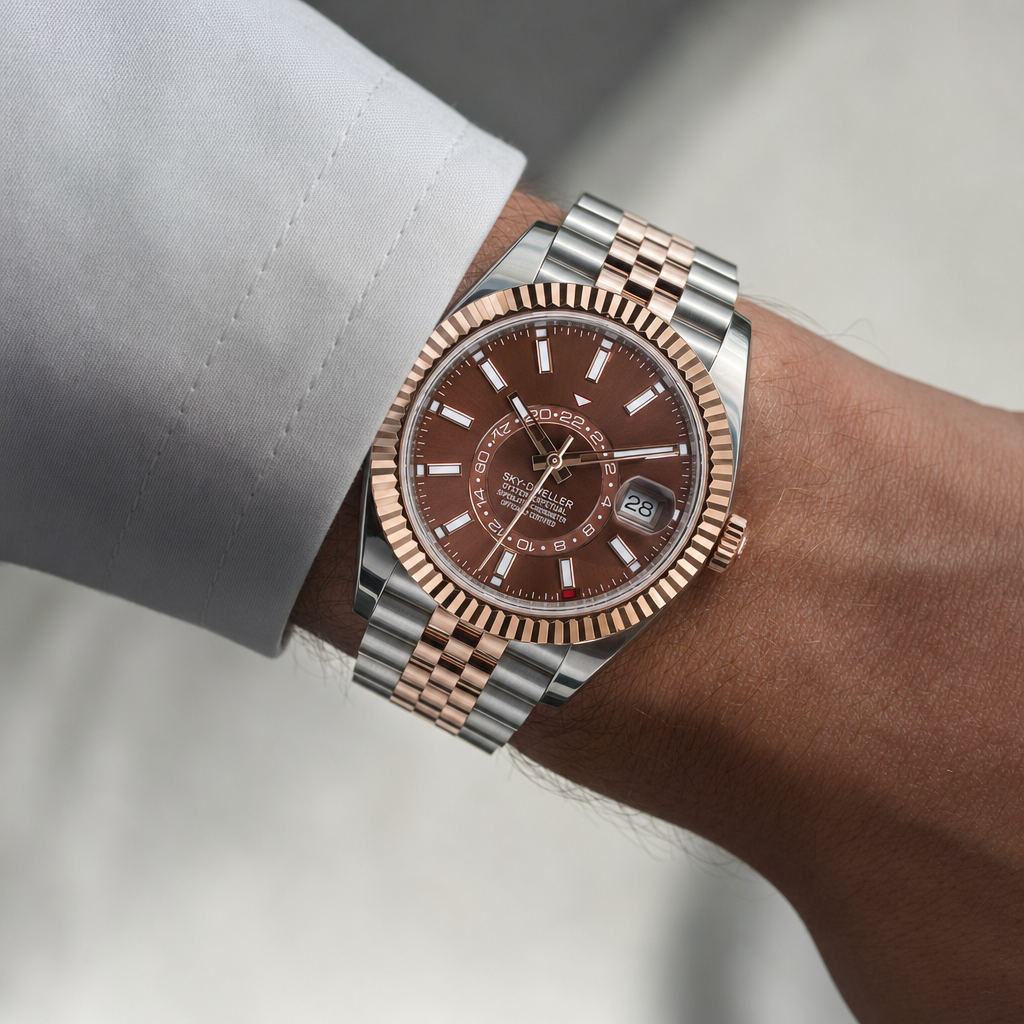 Montre Seiko mod SEIKODWELLER two-tone or rose portée au poignet — Time2Seiko