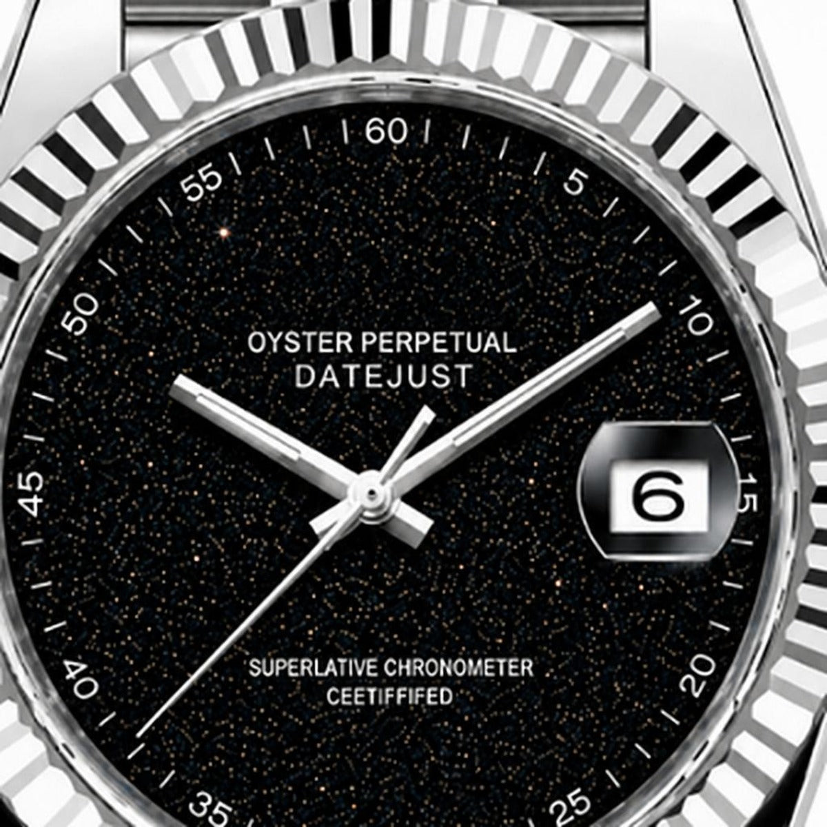 Montre Seiko mod SEIKOJUST galaxy, gros plan sur le cadran — Time2Seiko