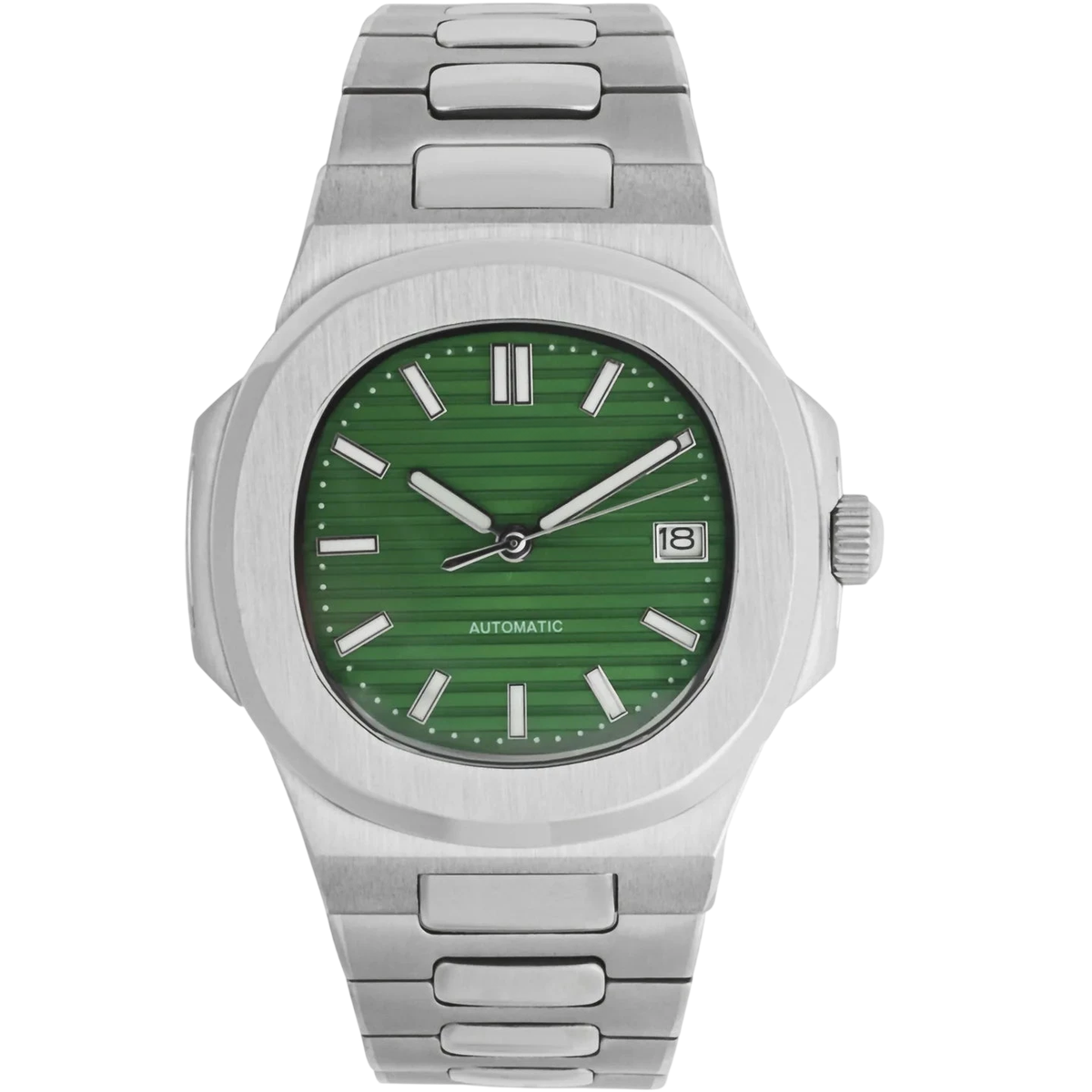 Montre Seiko mod SEIKOLUS verte, vue de face — Time2Seiko