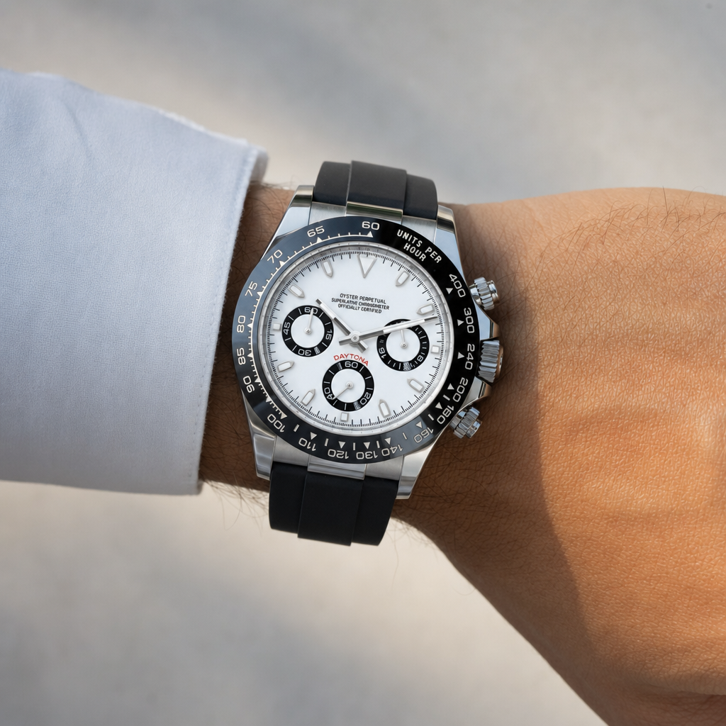Montre Seiko mod SEIKONA panda caoutchouc portĂ©e au poignet â Time2Seiko