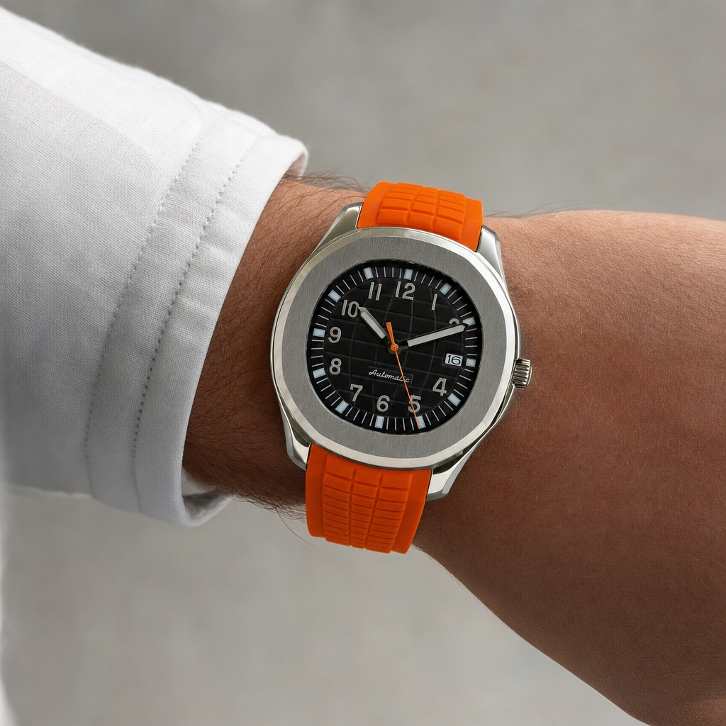 Montre Seiko mod SEIKONAUT orange portĂ©e au poignet â Time2Seiko