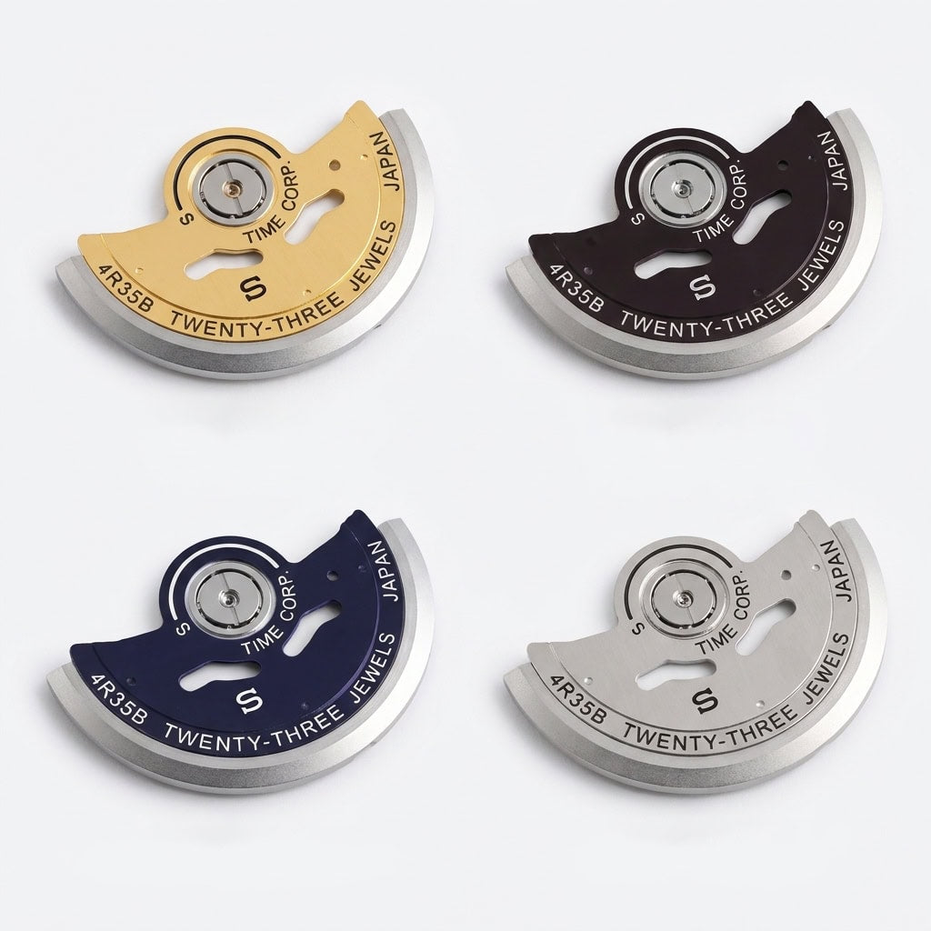 Rotors premium pour mouvement automatique, finitions dorée, noire, bleue et argent