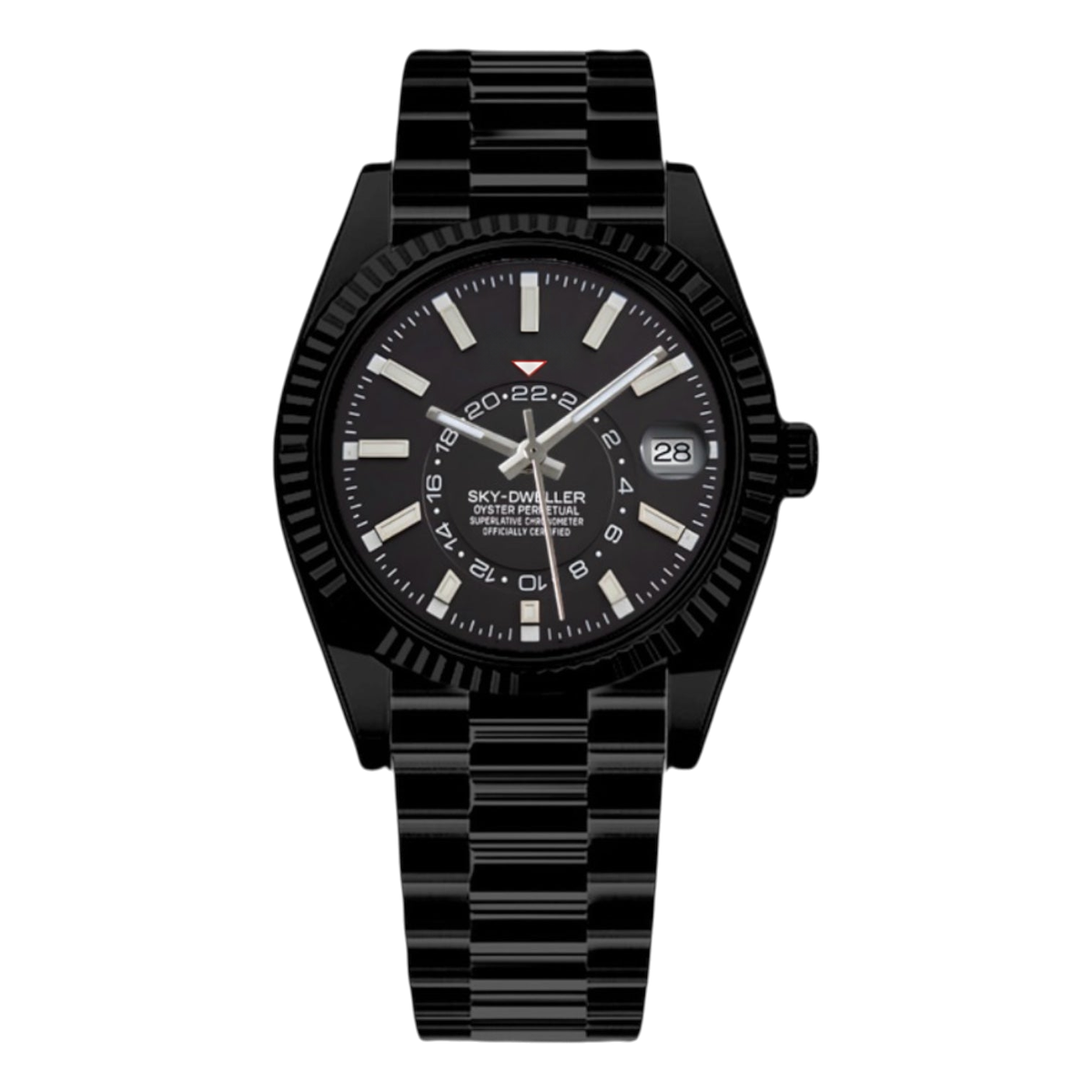 Montre Seiko mod SEIKODWELLER black edition, sur fond blanc — Time2Seiko