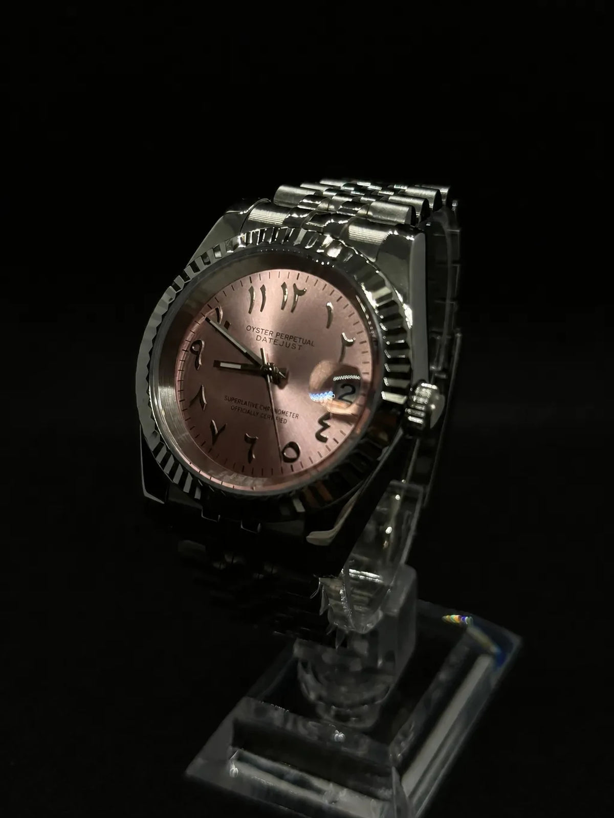 Montre Seiko mod SEIKOJUST Arabic rose, vue 3 — Time2Seiko