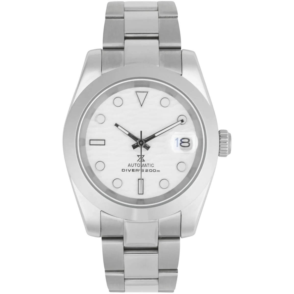 Montre Seiko mod SEIKOJUST oyster snow, vue de face — Time2Seiko