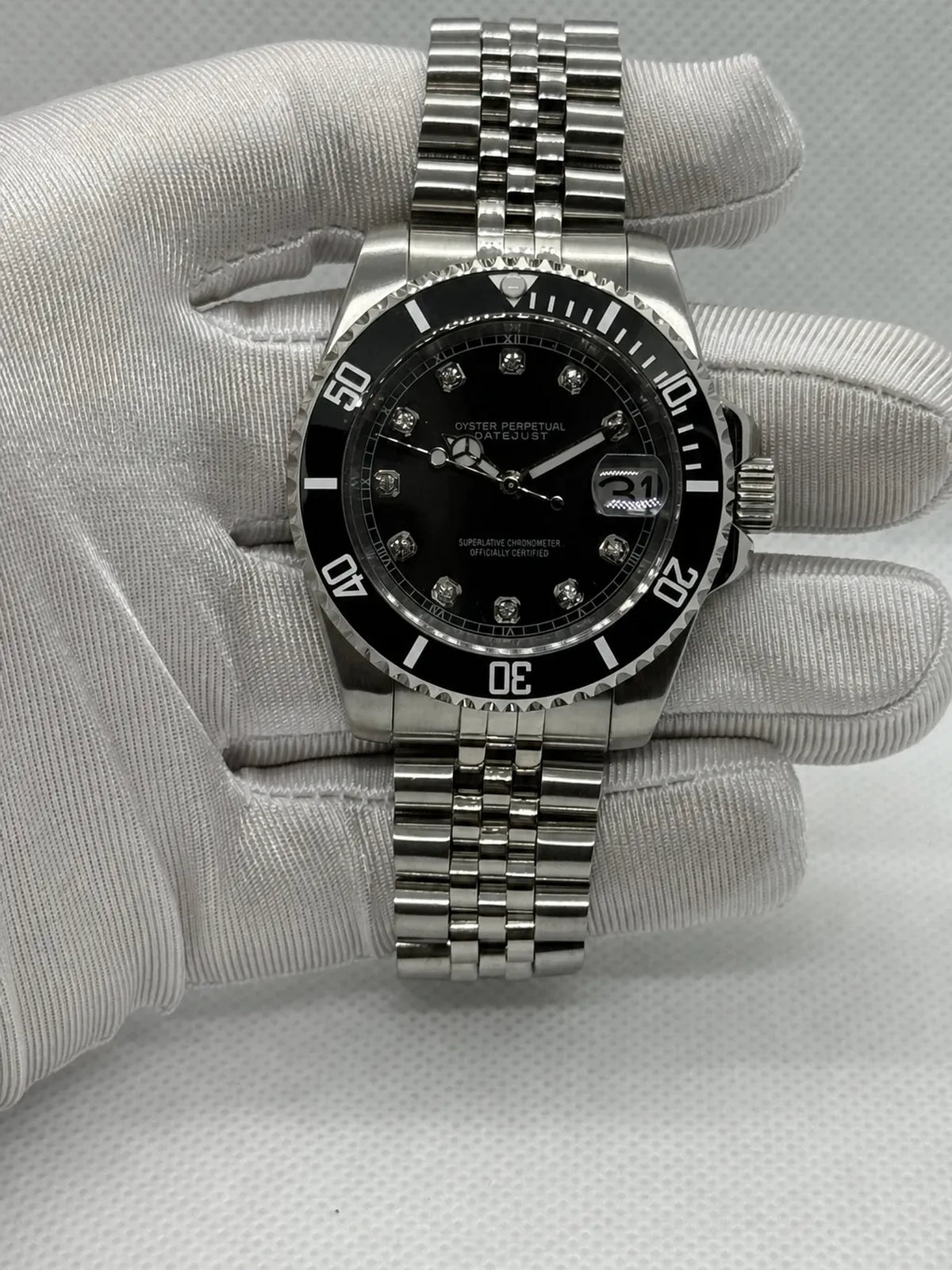 Montre Seiko mod SEIKOMARINER diamond black, vue de face — Time2Seiko