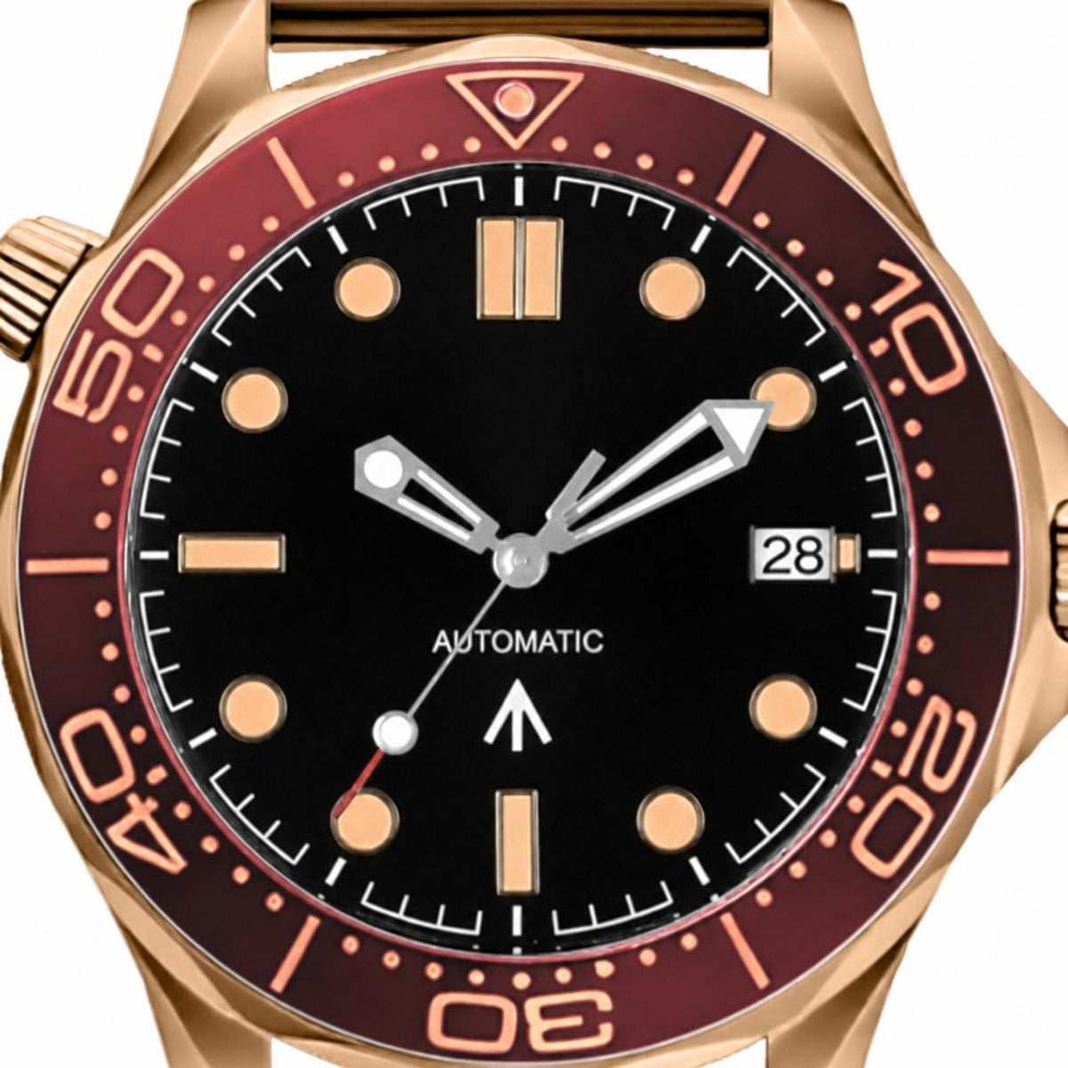 Montre Seiko mod SEIKOMASTER wine wire, gros plan sur le cadran — Time2Seiko