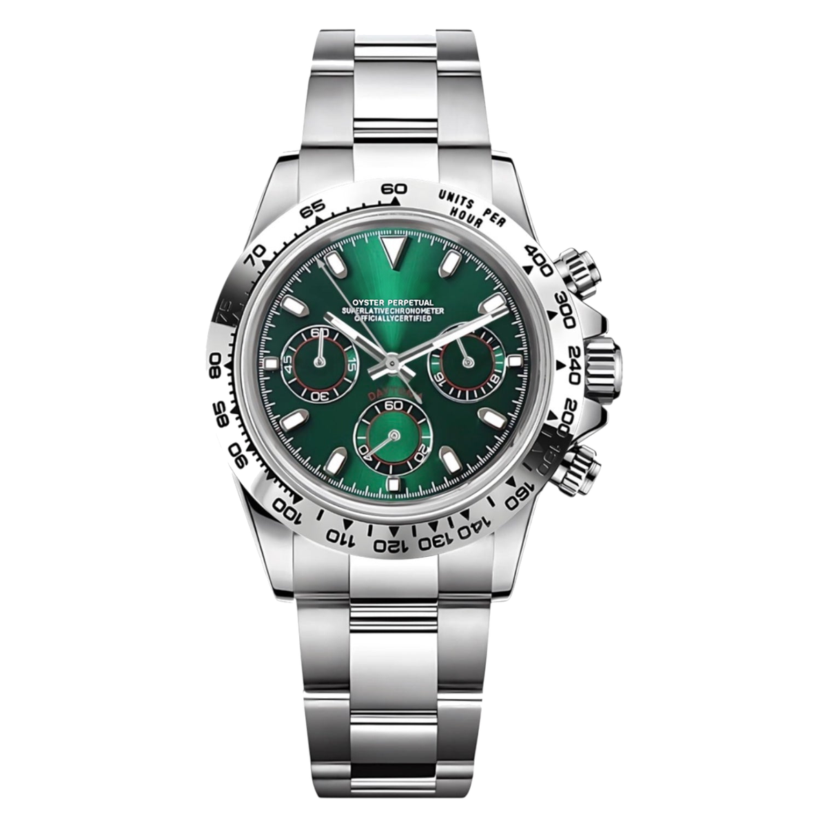 Montre Seiko mod SEIKONA verte, sur fond blanc — Time2Seiko