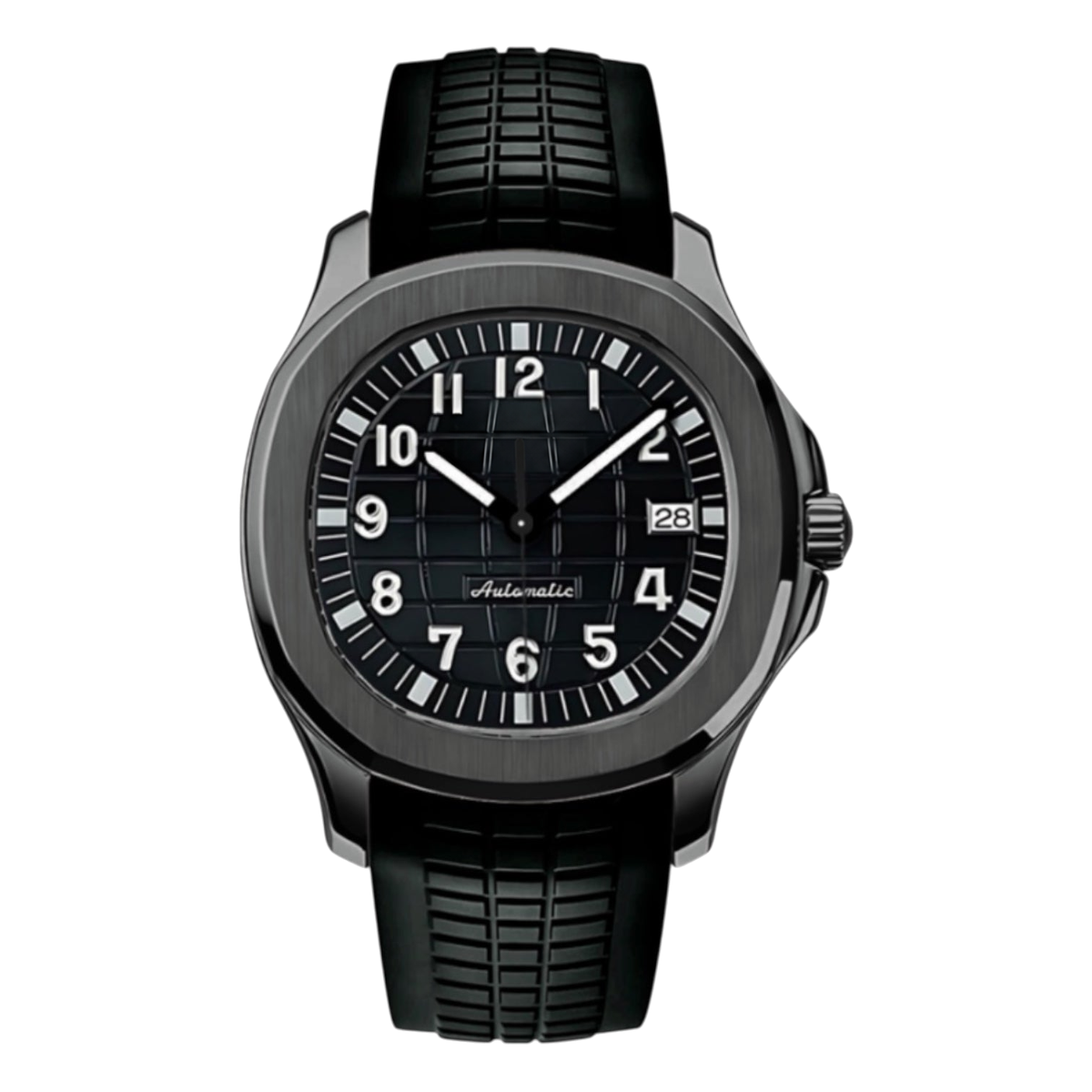 Montre Seiko mod SEIKONAUT black edition, sur fond blanc — Time2Seiko